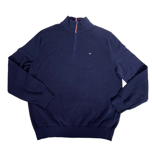 Tommy Hilfiger Mens Sweater 1/2 Half Zip Mock Turtleneck Navy Blue, Sz XL - Picture 6 of 14